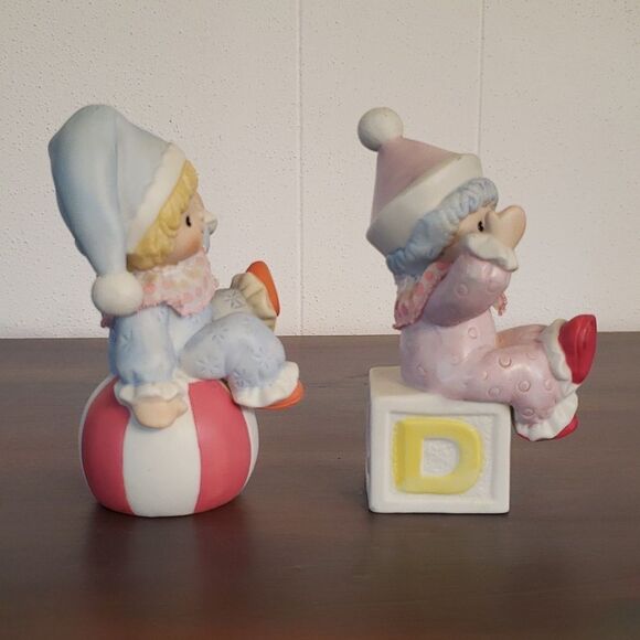 Vintage Set of 2 Homco Baby Ceramic Clown Figurines 1980 - #1451 - Picture 4 of 9